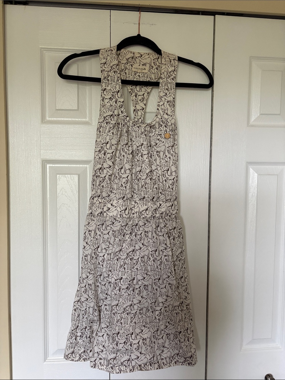 Mia Melon Sketched Deer & Woodland Fawn Drop Waist Open Back Mini Dress